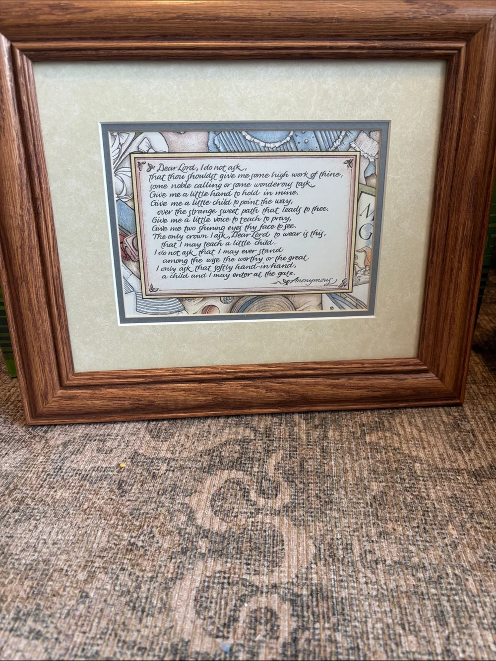 Framed Decorative Poem Print in Wood-Tone Frame